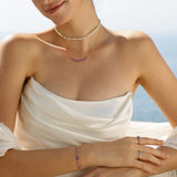 “Wisteria Whisper” Flower Bar Amethyst Silver Necklace