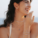 Ocean Eye Birthstone Silver Bracelet in Aquamarine