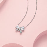 FANCIME "Crystal Bow" Butterfly Bow Sterling Silver Necklace