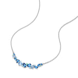 “Wisteria Whisper” Flower Bar Blue Topaz Silver Necklace