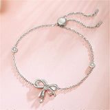 FANCIME “My Boo” Sterling Silver Sweet Bow White Stone Strand Bracelet
