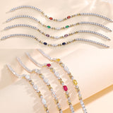 FANCIME ""Eternal Duo" October Birthstone Opal Sterling Silver Tennis Bracelets