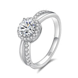 FANCIME Round Cut Moissanite Sterling Silver Ring