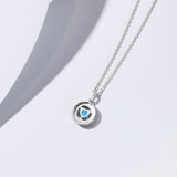 FANCIME  “FALL IN LOVE” Couples Blue Zircon Sterling Silver Necklaces
