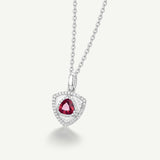 Trinity Textured Silver Necklace in Created Ruby