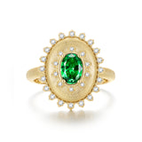 FANCIME "Retro Romance" Vintage Oval Cut May Birthstone Sterling Silver Ring