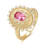 FANCIME "Retro Romance" Vintage Oval Cut October Birthstone Sterling Silver Ring