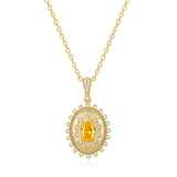 FANCIME "Retro Romance" Vintage Oval Cut November Birthstone Sterling Silver Necklace