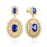 FANCIME "Retro Romance" Vintage Oval Cut September Birthstone Sterling Silver Earrings