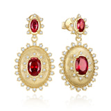 FANCIME "Retro Romance" Vintage Oval Cut July Birthstone Sterling Silver Earrings