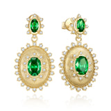 FANCIME "Retro Romance" Vintage Oval Cut May Birthstone Sterling Silver Earrings