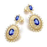 FANCIME "Retro Romance" Vintage Oval Cut September Birthstone Sterling Silver Earrings