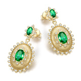 FANCIME "Retro Romance" Vintage Oval Cut May Birthstone Sterling Silver Earrings