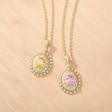 FANCIME "Retro Romance" Vintage Oval Cut October Birthstone Sterling Silver Necklace