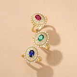 FANCIME "Retro Romance" Vintage Oval Cut May Birthstone Sterling Silver Ring