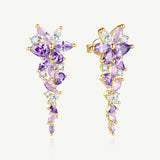“Wisteria Whisper” Flower Bar Pink Tourmaline Silver Earrings