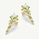 “Wisteria Whisper” Flower Bar Peridot Silver Earrings