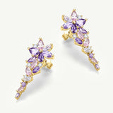 “Wisteria Whisper” Flower Bar Pink Tourmaline Silver Earrings