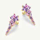 “Wisteria Whisper” Flower Bar Amethyst Silver Earrings