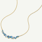 “Wisteria Whisper” Flower Bar Aquamarine  Topaz Silver Necklace