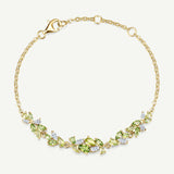 “Wisteria Whisper” Flower Bar Peridot Silver Bracelet