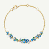 “Wisteria Whisper” Flower Bar Aquamarine Topaz Silver Bracelet