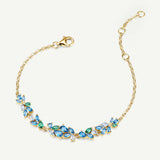 “Wisteria Whisper” Flower Bar Aquamarine Topaz Silver Bracelet