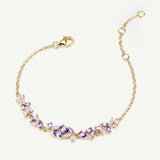 “Wisteria Whisper” Flower Bar Pink Tourmaline Silver Bracelet