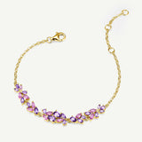 “Wisteria Whisper” Flower Bar Amethyst Silver Bracelet
