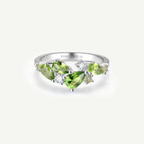 “Wisteria Whisper” Flower Peridot Silver Ring