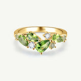 “Wisteria Whisper” Flower Peridot Silver Ring