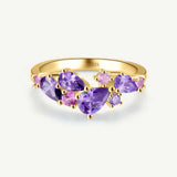 “Wisteria Whisper” Flower Amethyst Silver Ring