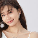 FANCIME "Sugar Talk" Pink Heart Long Drop Sterling Silver Earrings