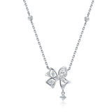 FANCIME “Blooming Bow“ Butterfly Floral Bow Sterling Silver Necklace