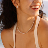 Pearl Blossom Chain Necklace with Silver Beads