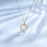 "Karma Circle" 18K Yellow Gold Open Circle Diamond Necklace