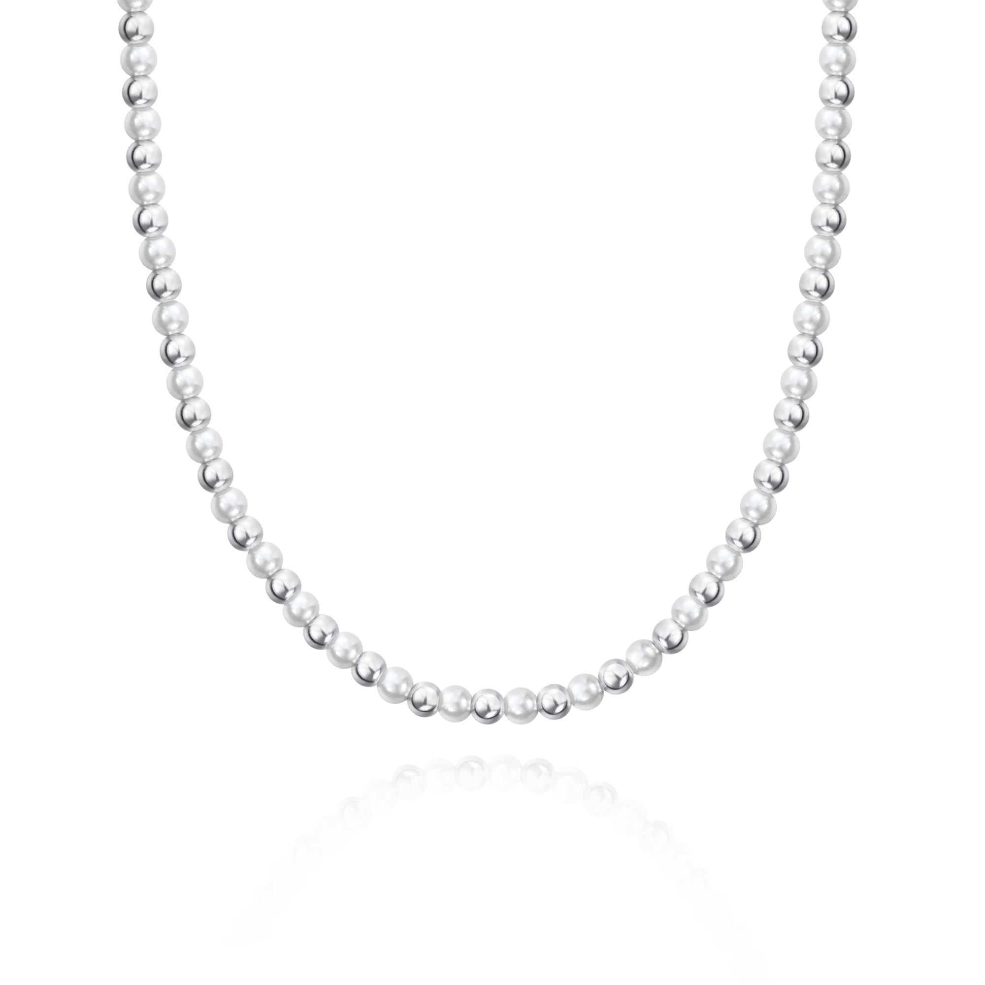 FANCIME “Elysian Elegance” Sterling Silver Bead Chain Necklace