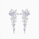 FANCIME "Wisteria Bouquet" Sterling Silver Petal Cluster Drop Stud Earrings