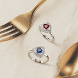 Trinity Textured Silver Ring in Created Sapphire