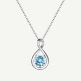 "Infinite Embrace" March Birthstone Aquamarine Infinity Symbol Sterling Silver Pendant Necklace