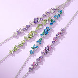 “Wisteria Whisper” Flower Bar Pink Tourmaline Silver Bracelet