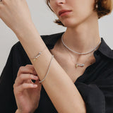 Rose Pin Pearl Silver Bracelet