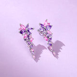 “Wisteria Whisper” Flower Bar Amethyst Silver Earrings
