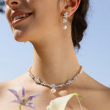 Wisteria Bloom Drop Pearl Silver Earrings