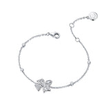 FANCIME “Blooming Bow“ Butterfly Floral Bow Sterling Silver Bracelet