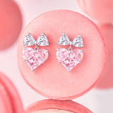 FANCIME "Bow For Princess" Pink Heart Sterling Silver Earrings