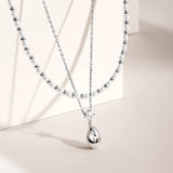 FANCIME “Elysian Elegance” Sterling Silver Bead Chain Necklace