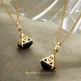 Harry Potter x FANCIME Deathly Hallows Silver Necklace, Obsidian