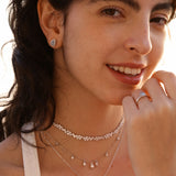 Ocean Eye Birthstone Silver Earring in Aquamarine