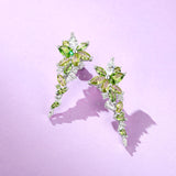 “Wisteria Whisper” Flower Bar Peridot Silver Earrings